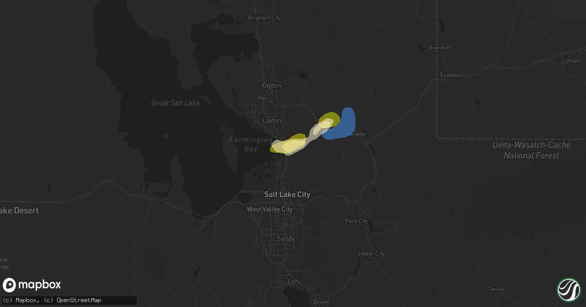 Hail map in Centerville, UT on July 4, 2025