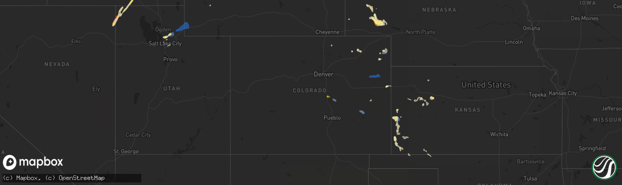 Hail map in Colorado on July 4, 2025