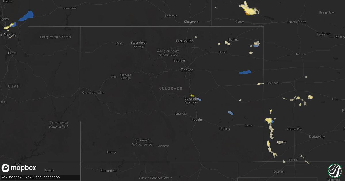Hail map in Colorado on July 4, 2025