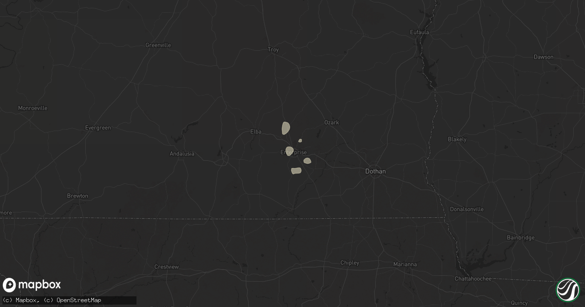 Hail map in Enterprise, AL on July 4, 2025