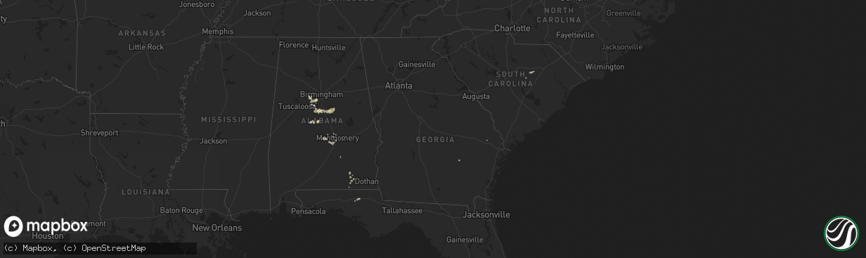Hail map in Georgia on July 4, 2025