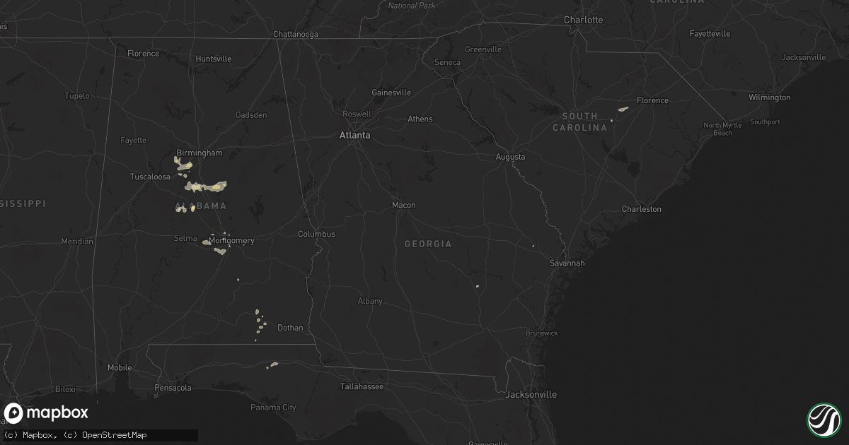 Hail map in Georgia on July 4, 2025