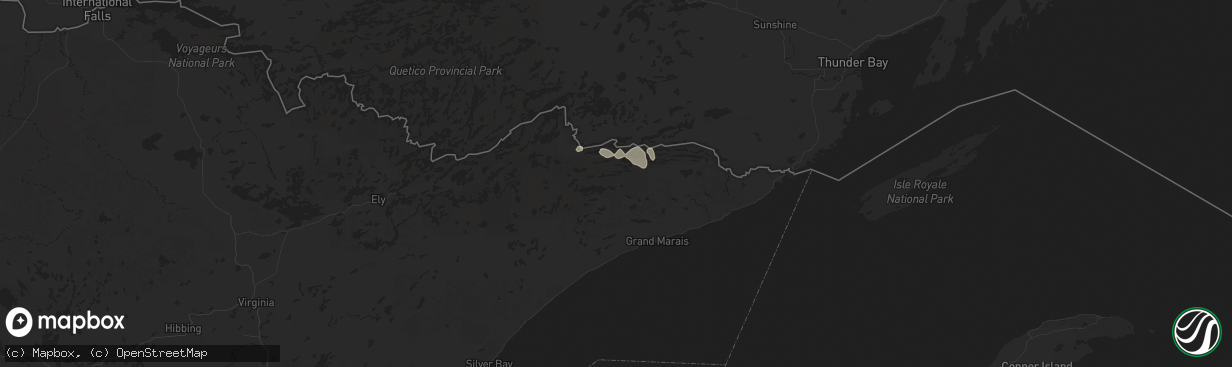 Hail map in Grand Marais, MN on July 4, 2025