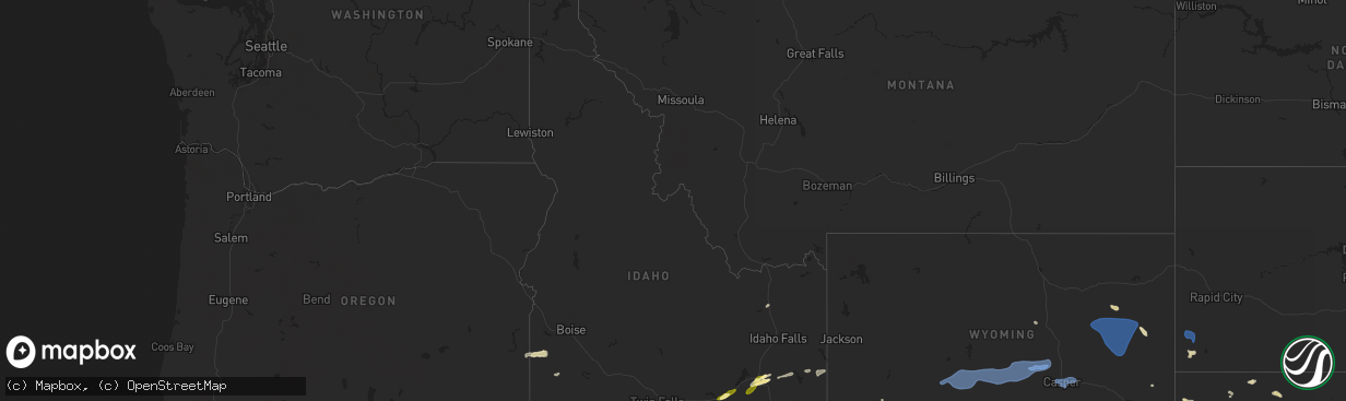 Hail map in Idaho on July 4, 2025