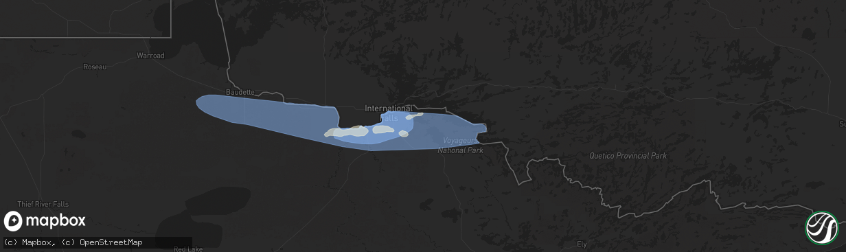 Hail map in International Falls, MN on July 4, 2025