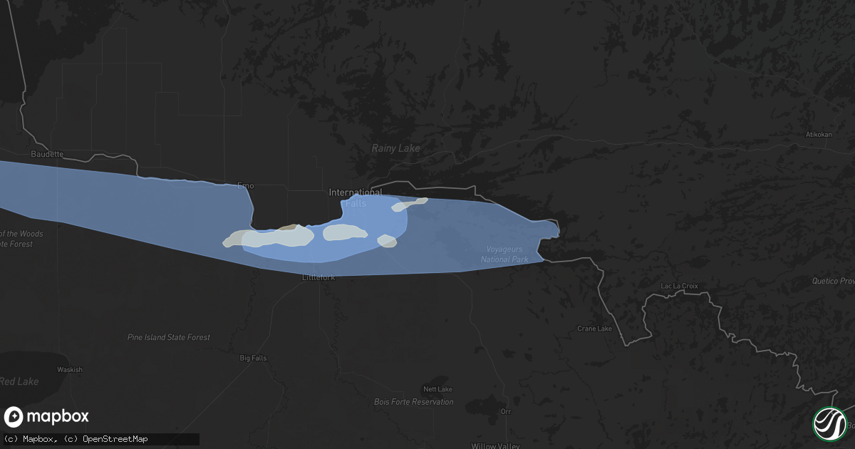Hail map in International Falls, MN on July 4, 2025