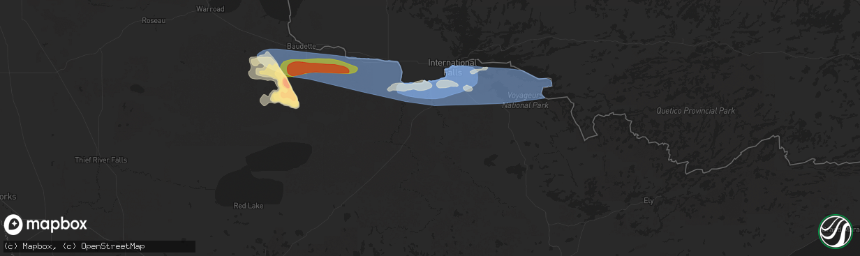 Hail map in Littlefork, MN on July 4, 2025