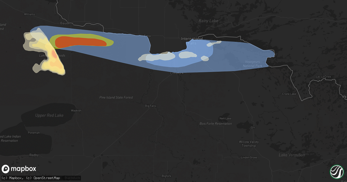 Hail map in Littlefork, MN on July 4, 2025