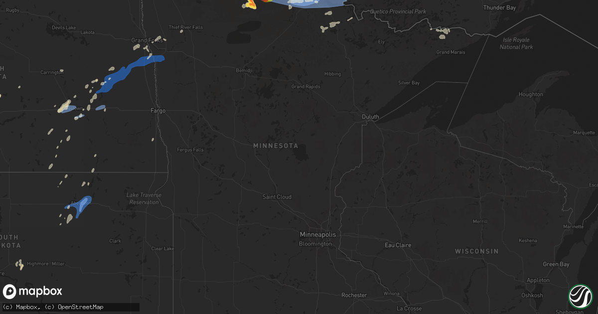 Hail map in Minnesota on July 4, 2025
