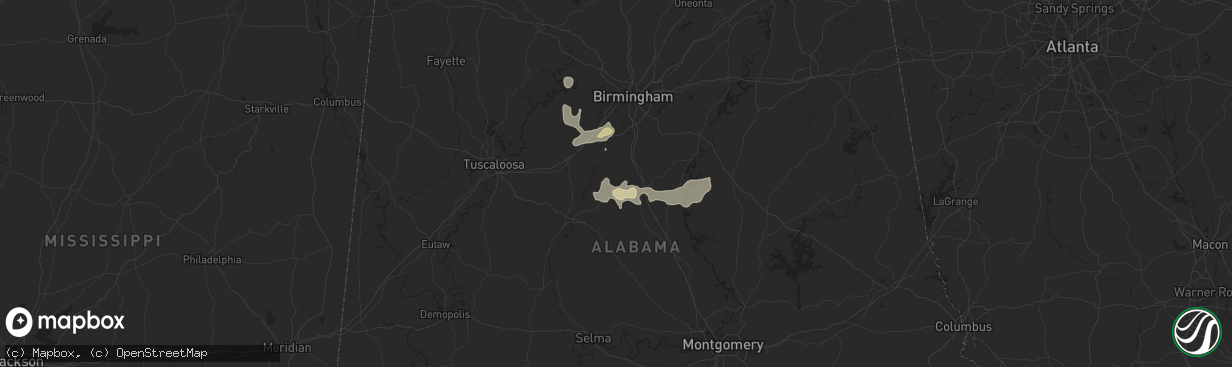 Hail map in Montevallo, AL on July 4, 2025