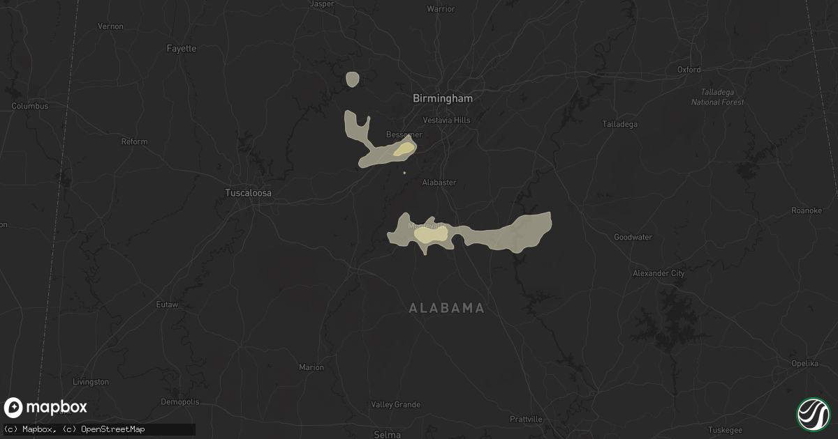 Hail map in Montevallo, AL on July 4, 2025