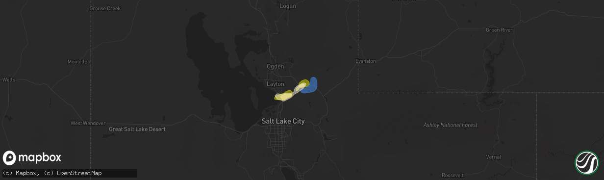 Hail map in Morgan, UT on July 4, 2025