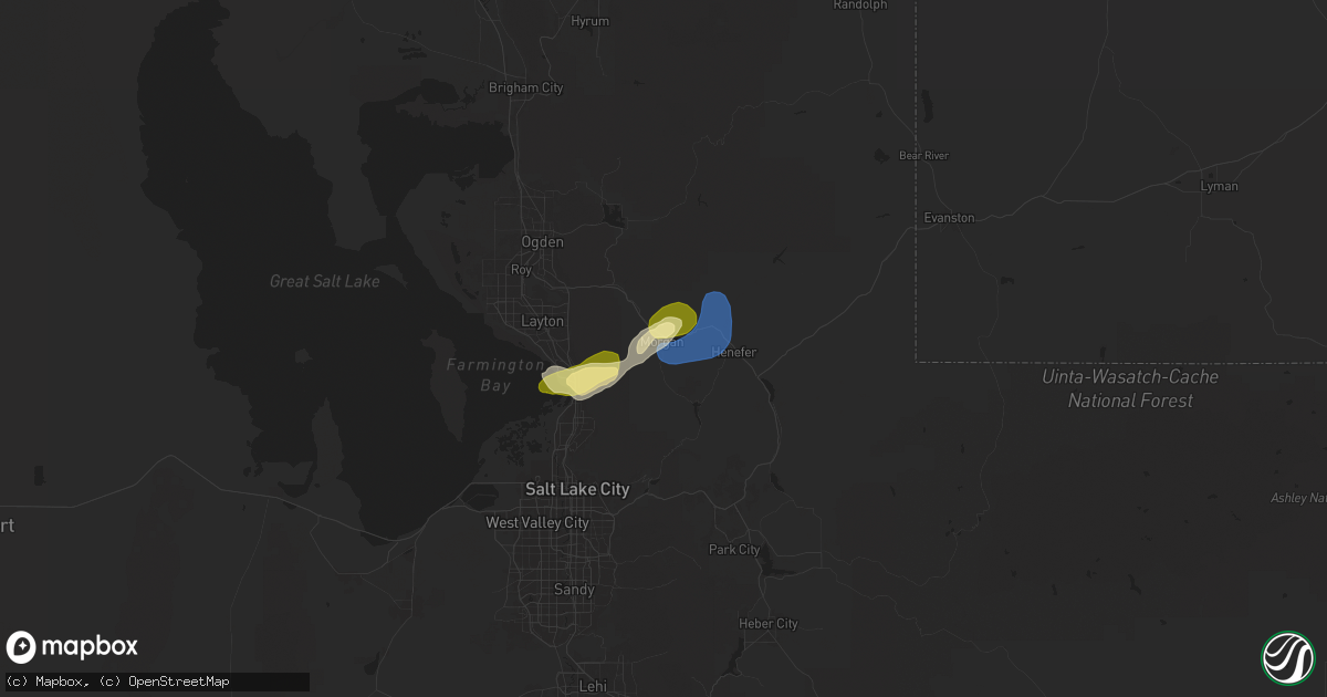 Hail map in Morgan, UT on July 4, 2025