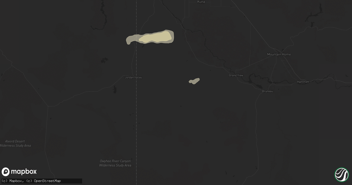 Hail map in Murphy, ID on July 4, 2025