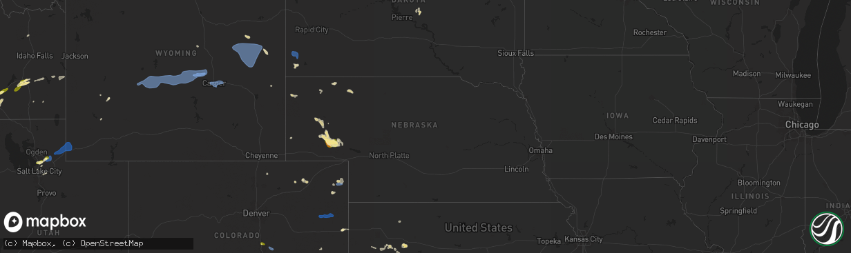 Hail map in Nebraska on July 4, 2025
