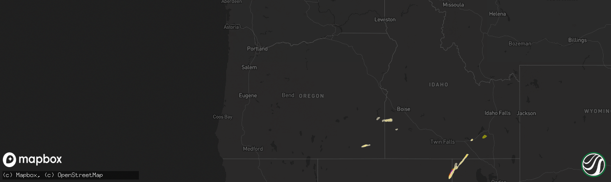 Hail map in Oregon on July 4, 2025