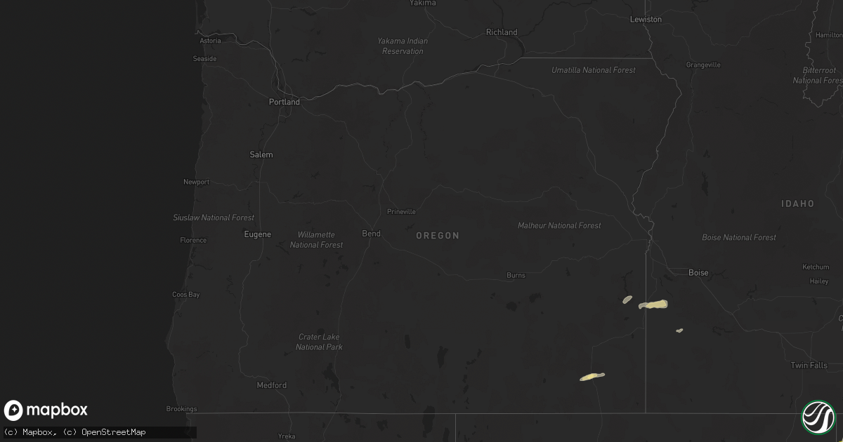 Hail map in Oregon on July 4, 2025