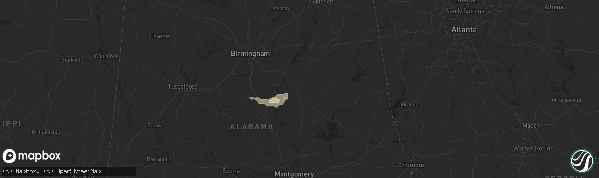 Hail map in Sylacauga, AL on July 4, 2025