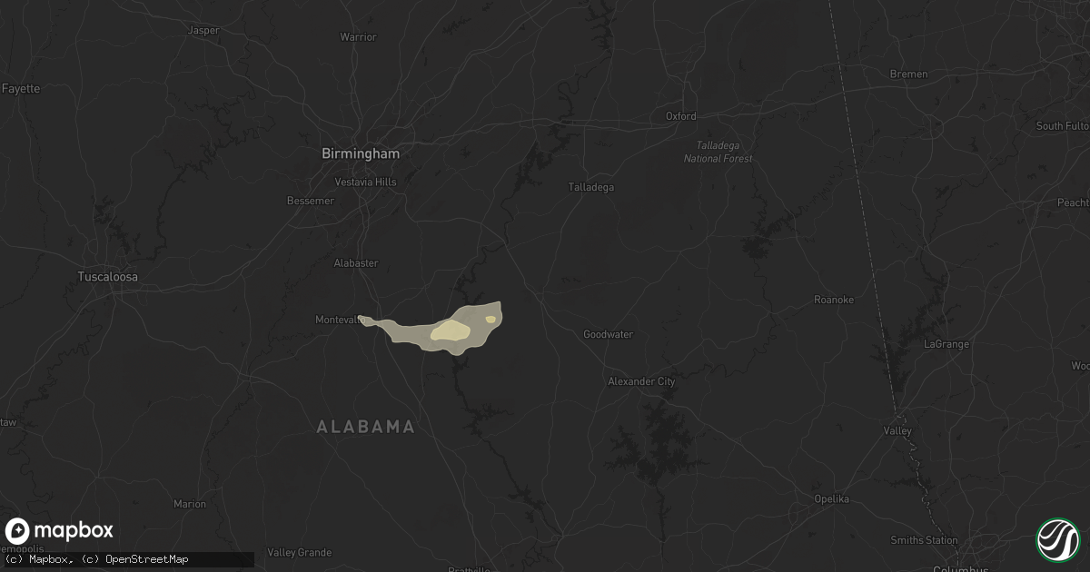 Hail map in Sylacauga, AL on July 4, 2025