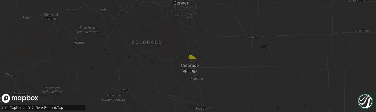 Hail map in Usaf Academy, CO on July 4, 2025