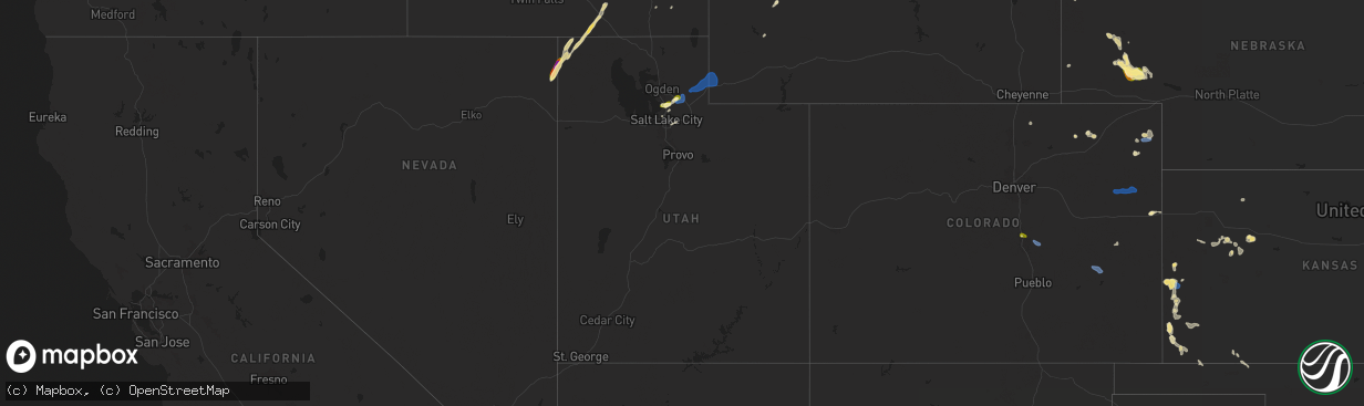 Hail map in Utah on July 4, 2025