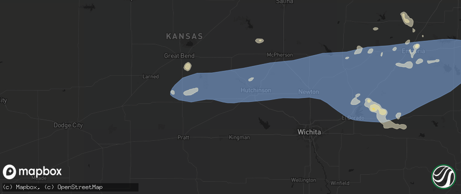 Hail map in Abbyville, KS on July 4, 2026