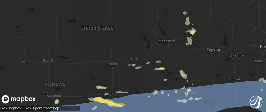 Hail map in Abilene, KS on July 4, 2026