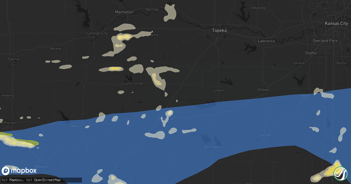 Hail map in Admire, KS on July 4, 2026