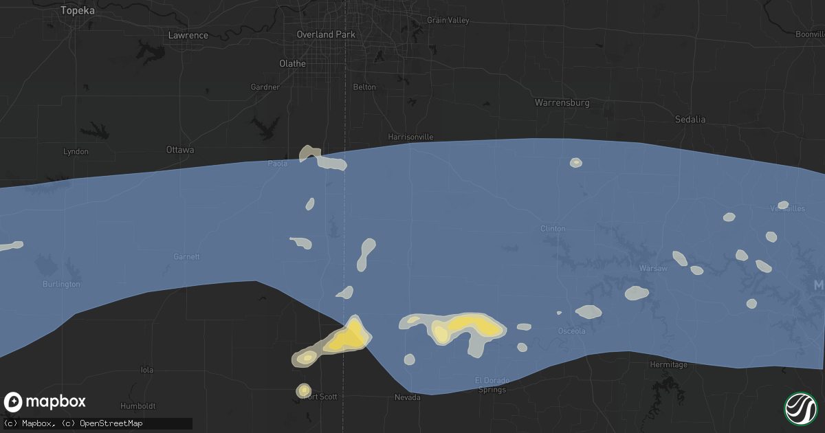 Hail map in Adrian, MO on July 4, 2026