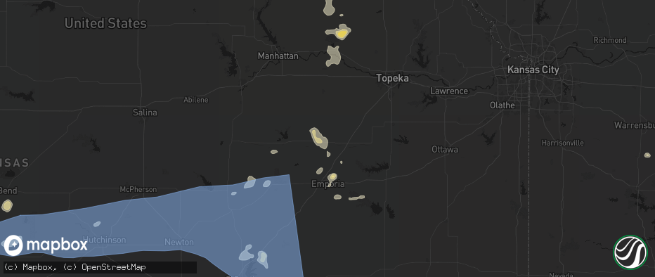 Hail map in Allen, KS on July 4, 2026
