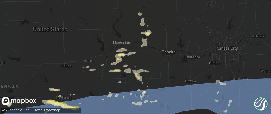 Hail map in Alma, KS on July 4, 2026