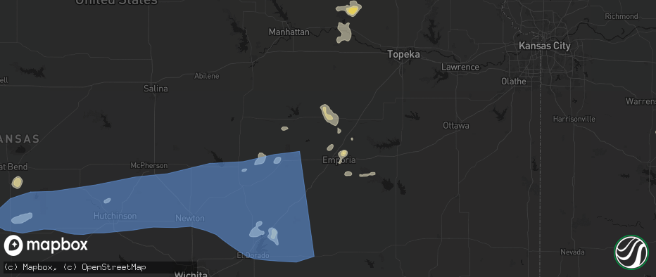 Hail map in Americus, KS on July 4, 2026