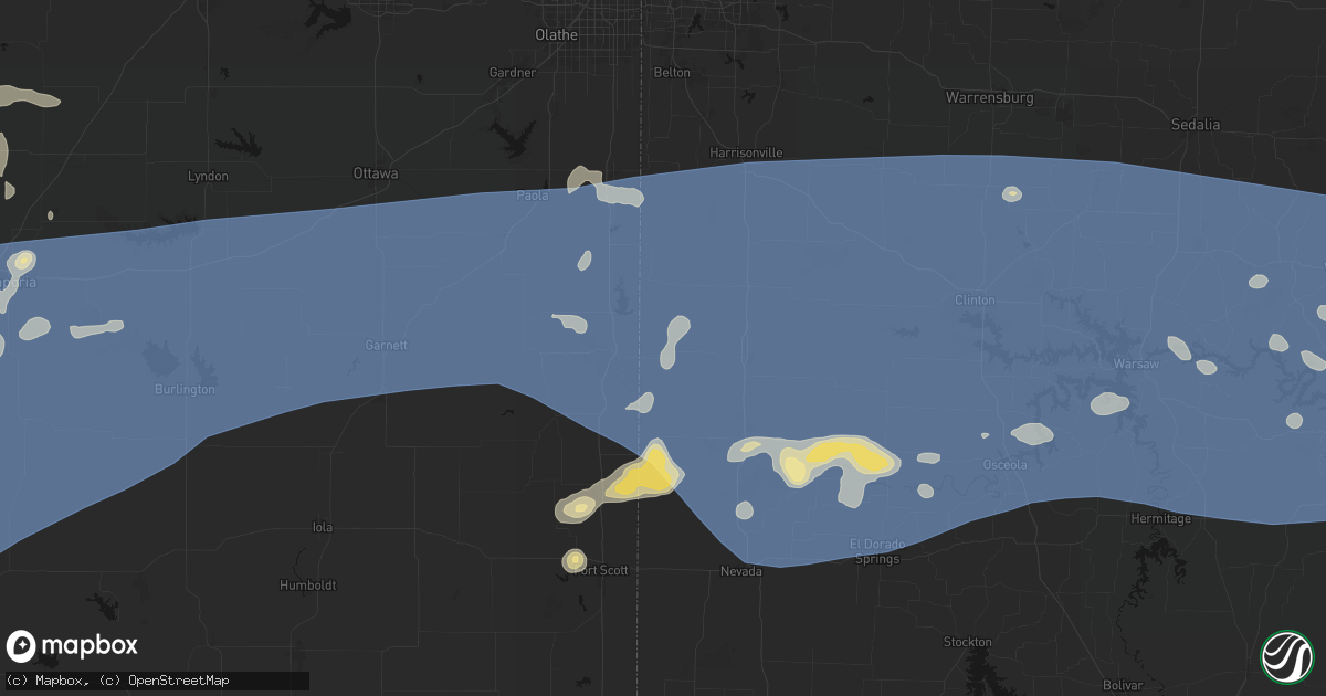 Hail map in Amoret, MO on July 4, 2026