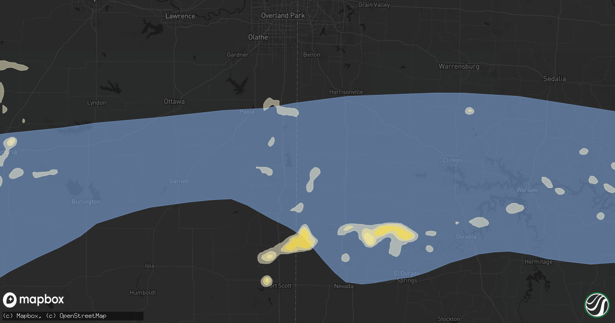 Hail map in Amsterdam, MO on July 4, 2026