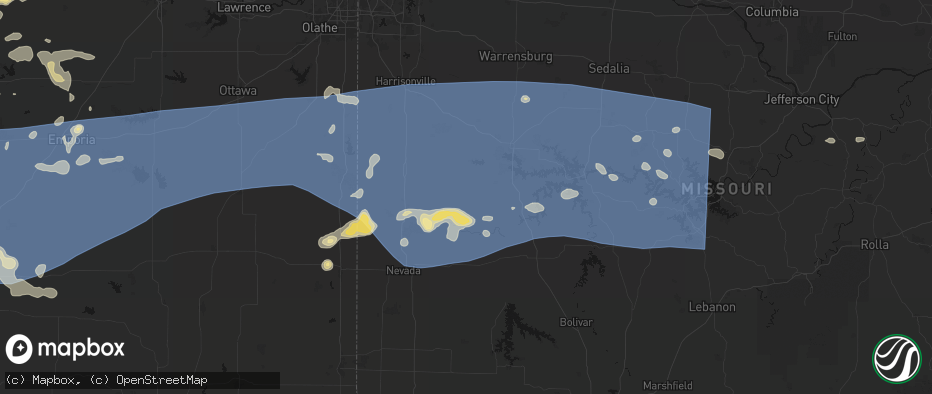 Hail map in Appleton City, MO on July 4, 2026