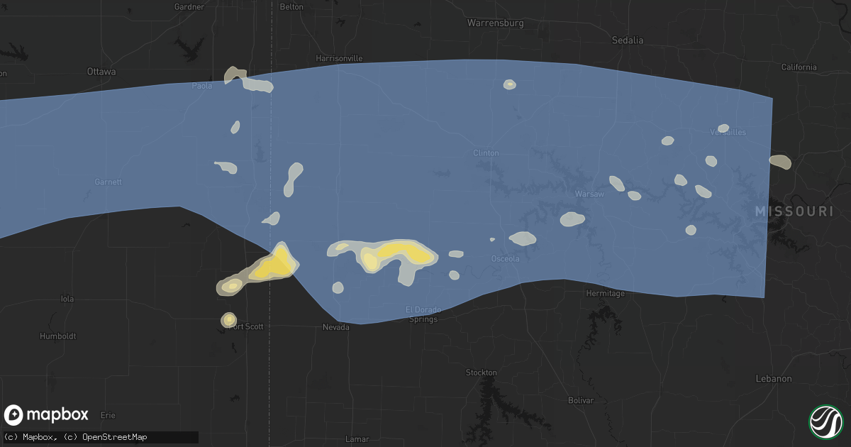 Hail map in Appleton City, MO on July 4, 2026