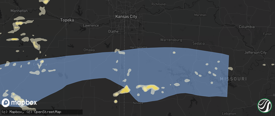 Hail map in Archie, MO on July 4, 2026
