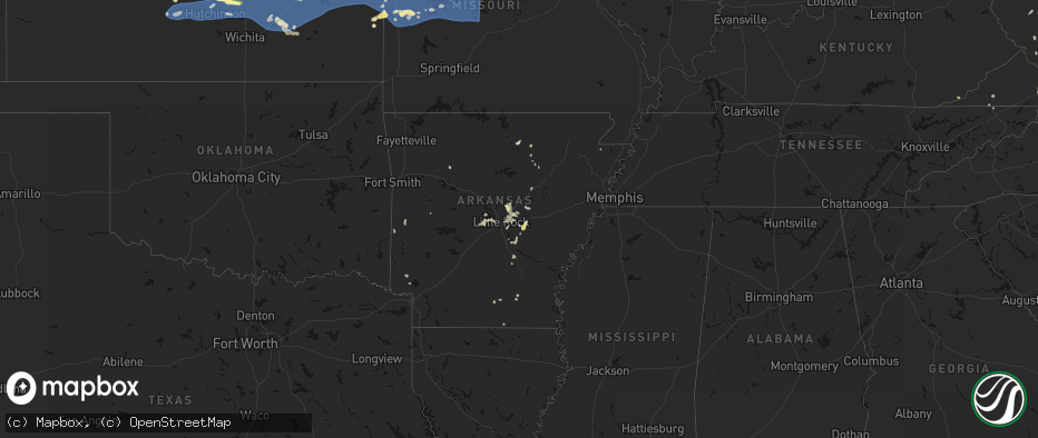 Hail map in Arkansas on July 4, 2026
