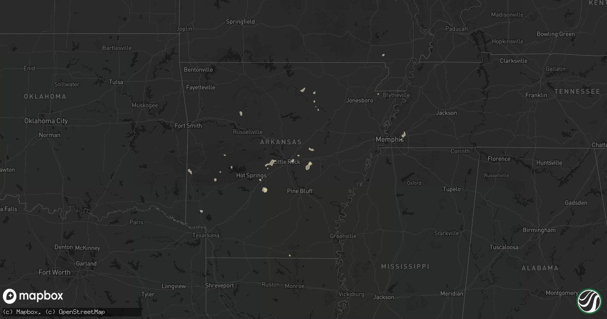 Hail map in Arkansas on July 4, 2026