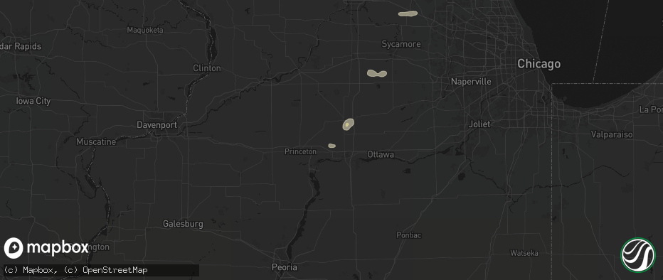 Hail map in Arlington, IL on July 4, 2026