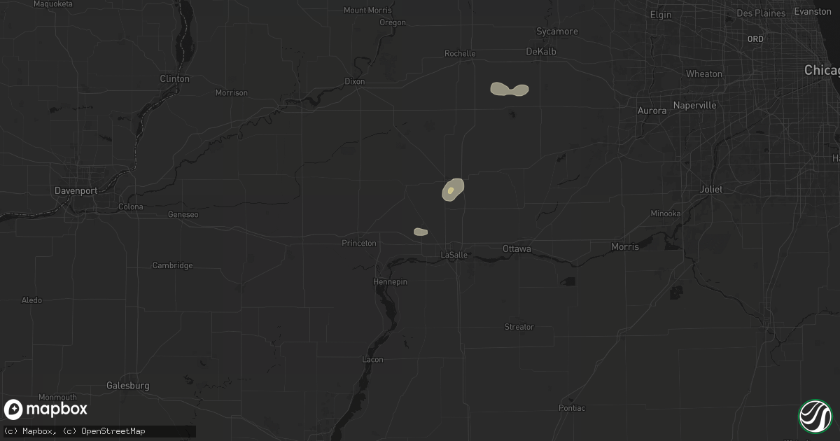 Hail map in Arlington, IL on July 4, 2026