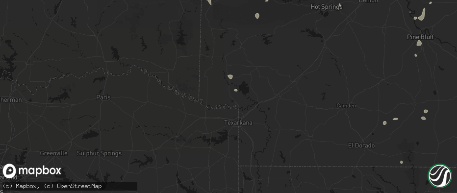 Hail map in Ashdown, AR on July 4, 2026
