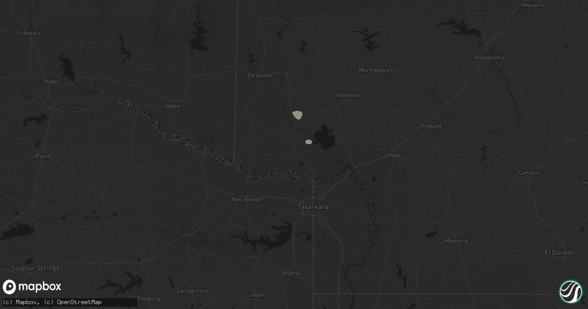Hail map in Ashdown, AR on July 4, 2026
