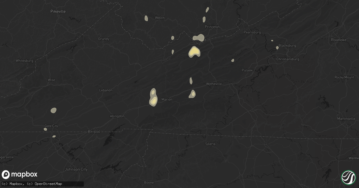 Hail map in Atkins, VA on July 4, 2026