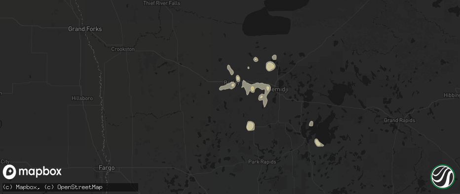 Hail map in Bagley, MN on July 4, 2026