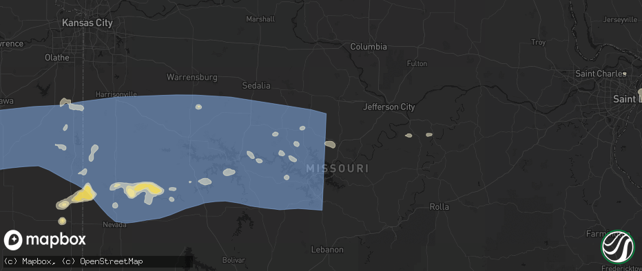Hail map in Barnett, MO on July 4, 2026