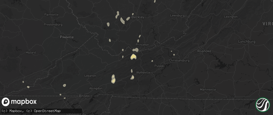 Hail map in Bastian, VA on July 4, 2026