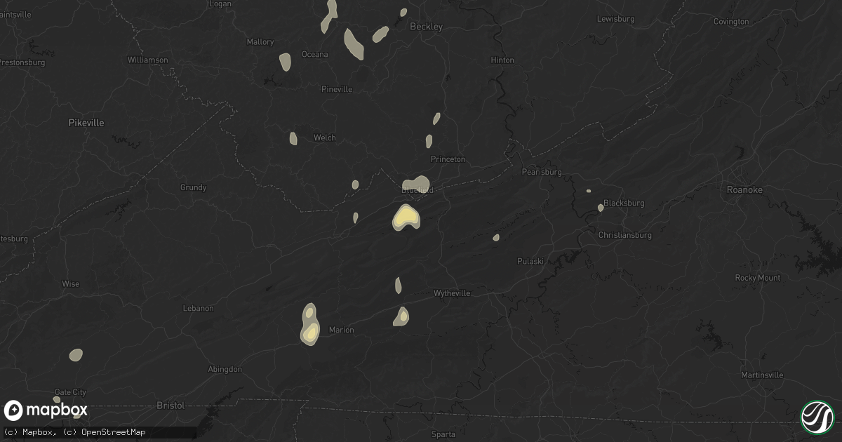Hail map in Bastian, VA on July 4, 2026