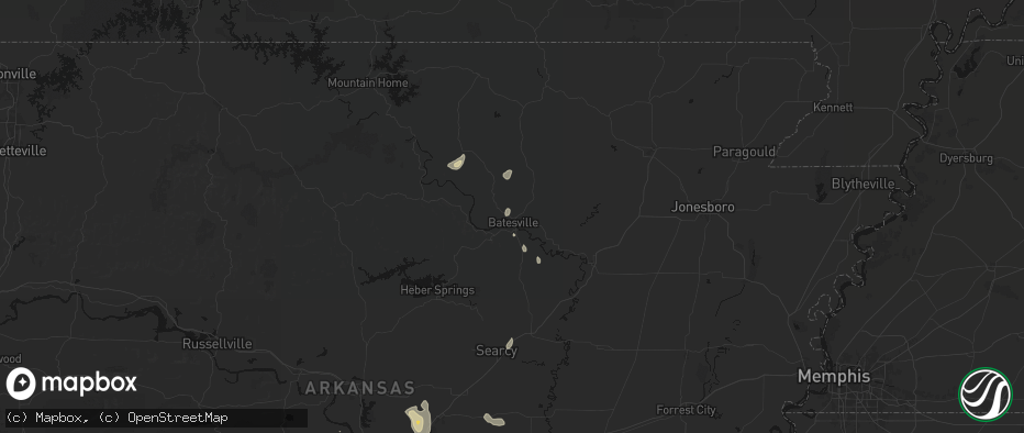 Hail map in Batesville, AR on July 4, 2026