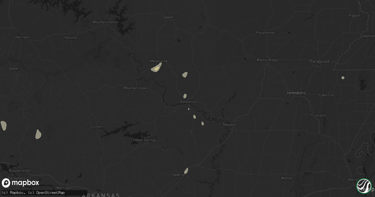 Hail map in Batesville, AR on July 4, 2026